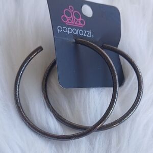 Paparazzi Metallic Black Hoop Earrings